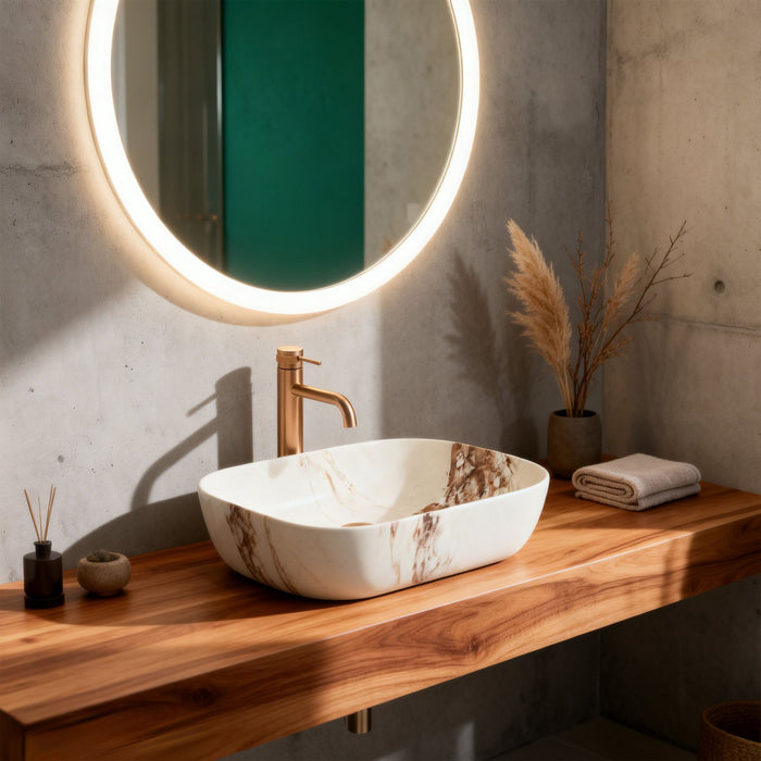 Lavabo Da Appoggio Rea Belinda Marrone Matt