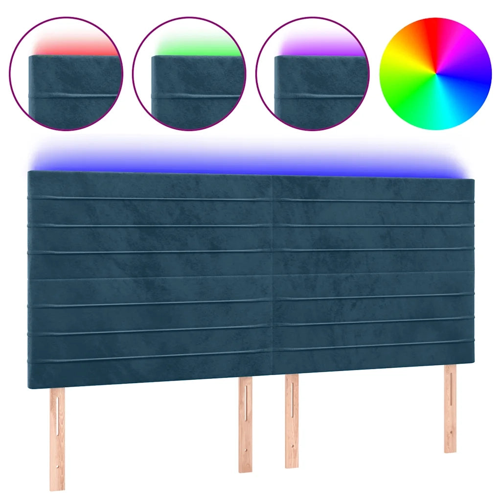 Testiera a LED-Testata con LED Blu Scuro 160x5x118/128 cm in Velluto 948550