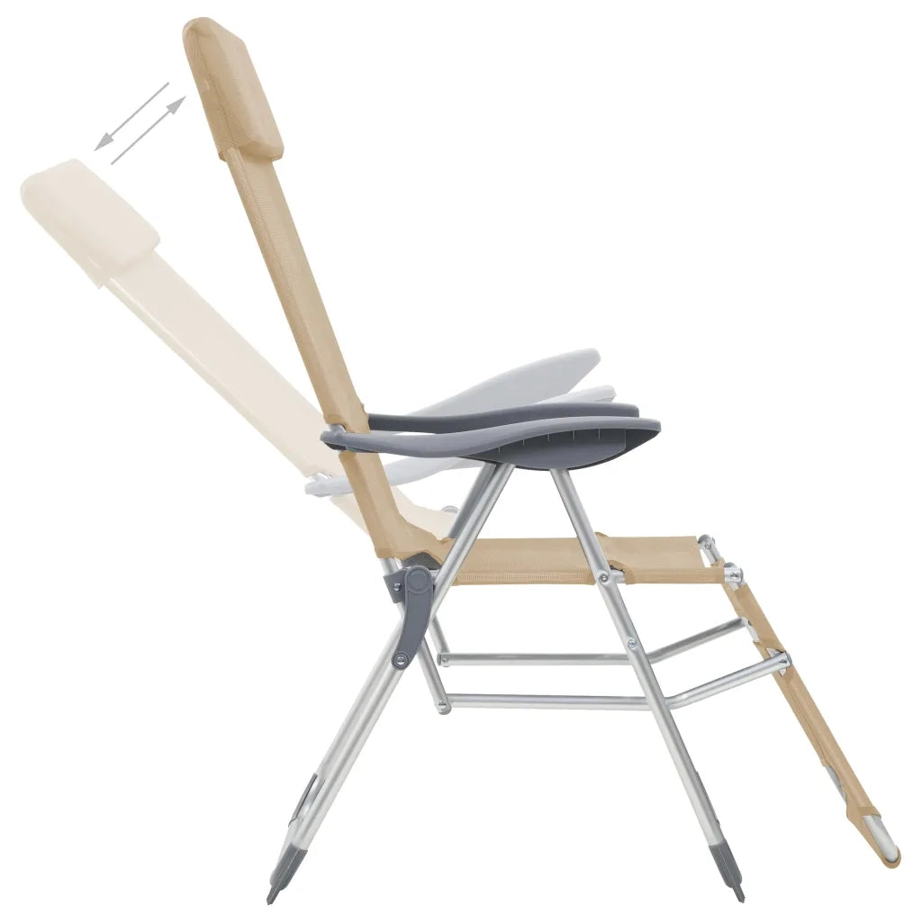 Sedie Campeggio Pieghevoli con Poggiapiedi 2pz Crema Textilene 360147