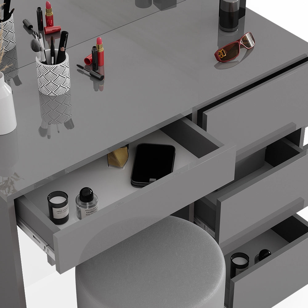 Vicco Tavolo da toeletta Grigio 40 cm con sgabello