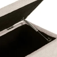 Panca Fondoletto con Vano Contenitore da 57L e Rivestimento Bouclé, 95x38x45 cm, Beige