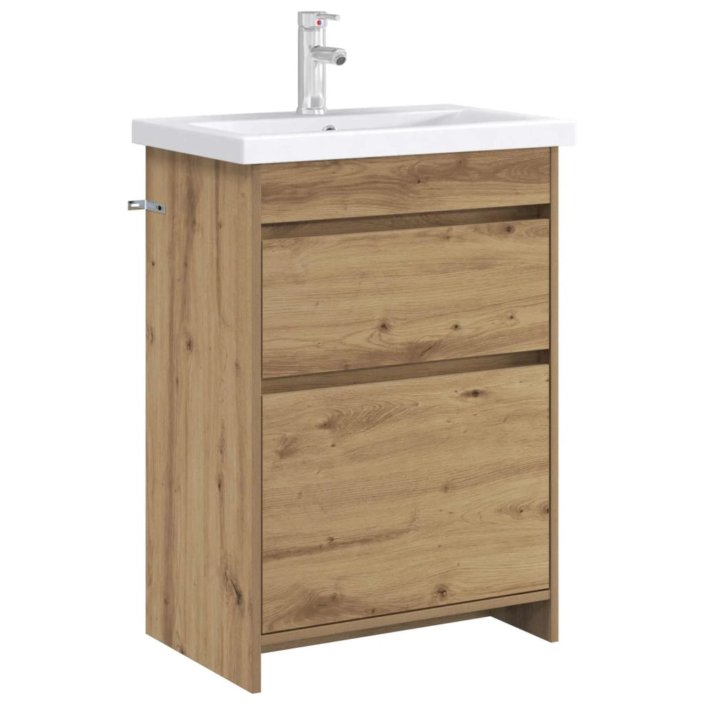 Mobiletto da Bagno Sotto Lavabo Rovere Artigianale 890735