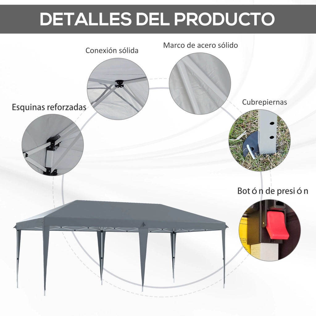 Gazebo Pieghevole ¨C zephmum ¨C Grigio Chiaro 6x3 m