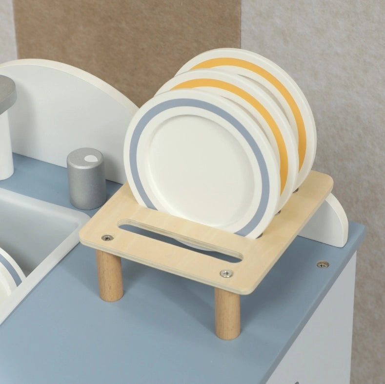 Cucina con lavello per bambini 36x26x52 cm in legno blu –