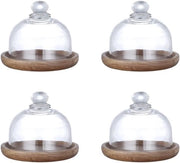 Piatto di Servizio per Torta con Coperchio Mini Vaso di Vetro per Dessert e Cupcake - Copertura per Formaggi e Cibi - Matrimoni e Compleanni - 4pz, 10.5 x 9.5cm