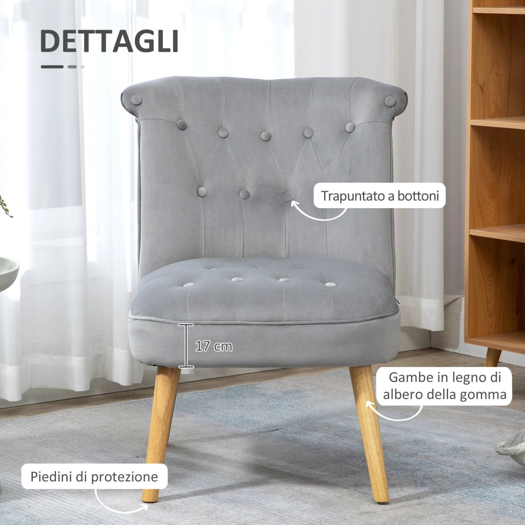Sedia Moderna con Seduta Imbottita in Tessuto Vellutato ¨C Zephmum ¨C Grigio 60x66x79 cm
