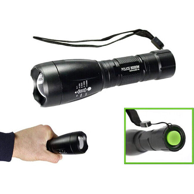 TORCIA TATTICA MILITARE LED 80000W BICI ZOOM LUCE RICARICABILE IMPERMEABILE