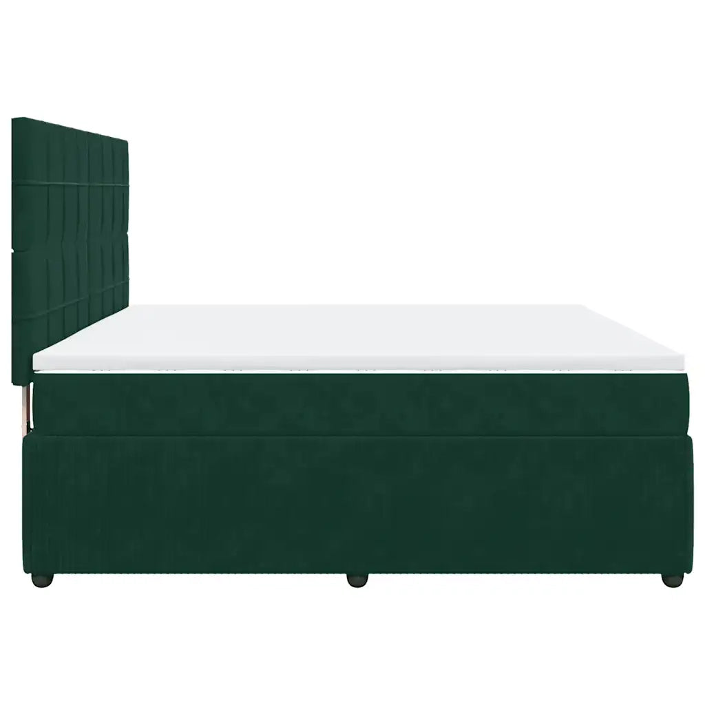 Giroletto a Molle con Materasso Verde Scuro 180x200 cm Velluto