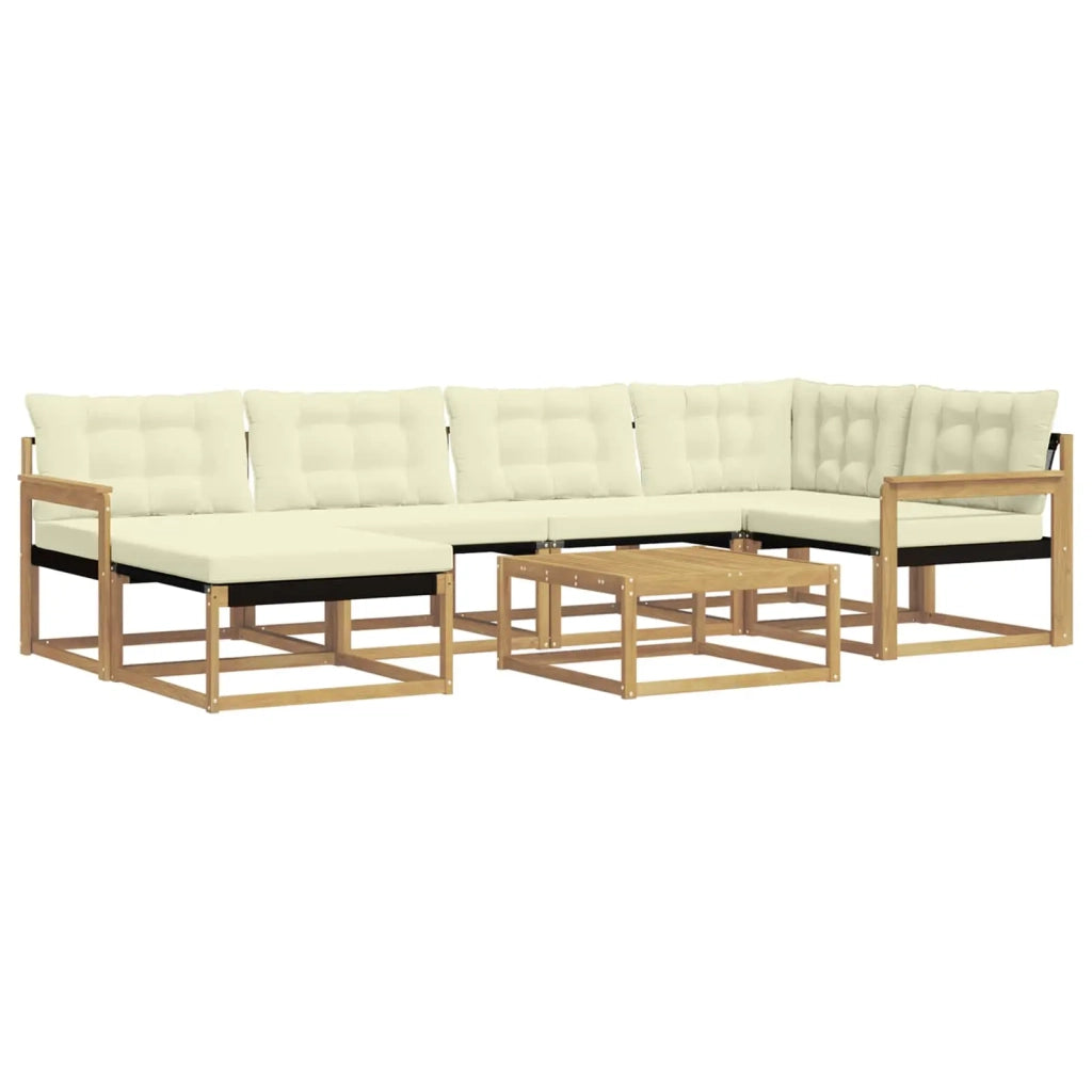 Set di divani da esterno 7 pcs Bianco e Crema 79 x 79 x 37 cm