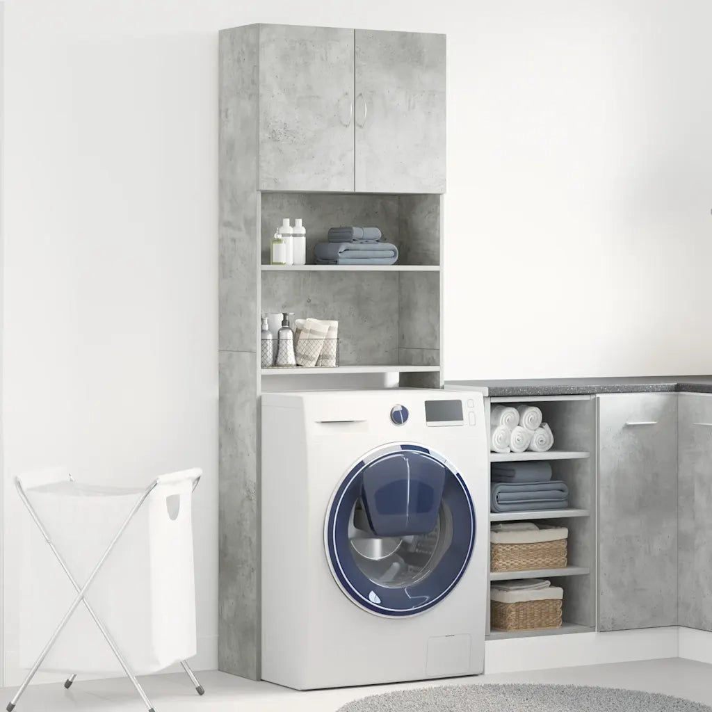 Mobile Lavatrice Grigio Cemento 64x24x190 cm Legno Multistrato 859130