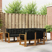 Set di divani da esterno con cuscino 7 pcs Naturale e Nero 3368767