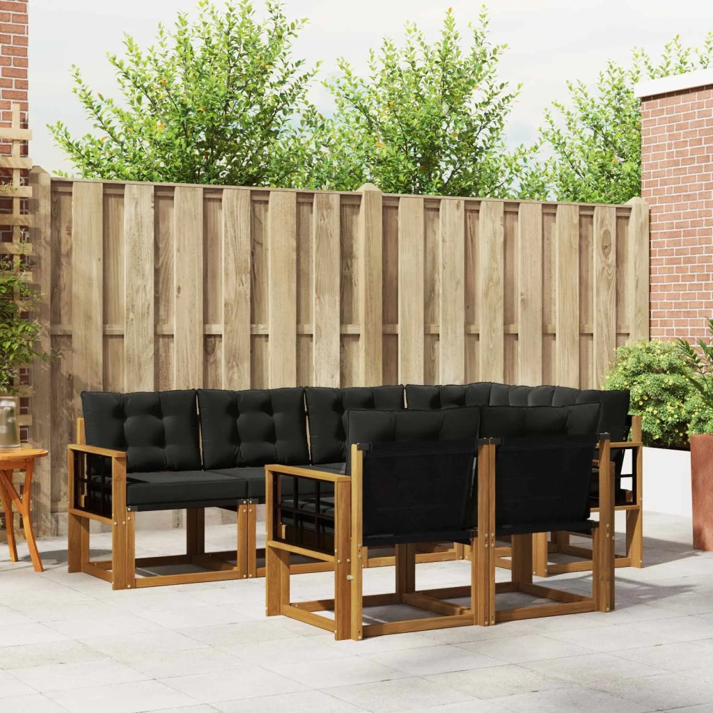 Set di divani da esterno con cuscino 7 pcs Naturale e Nero 3368767
