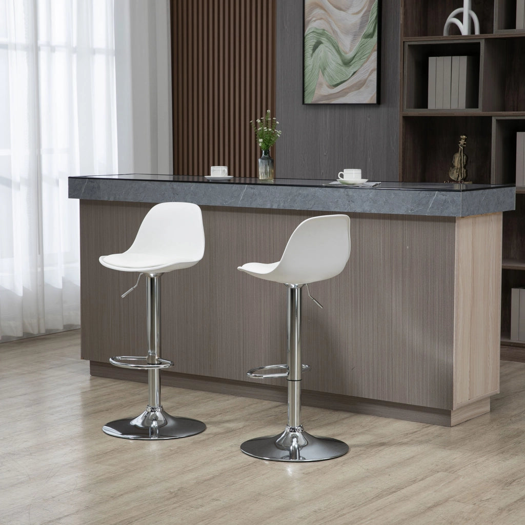 SGABELLI ALTI Set da 2 pezzi girevoli regolabili 42x38x82-104 cm Bianco Similpelle