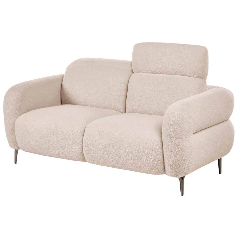 Divano a 2 posti in tessuto bouclè beige con poggiatesta regolabili Stile minimalista