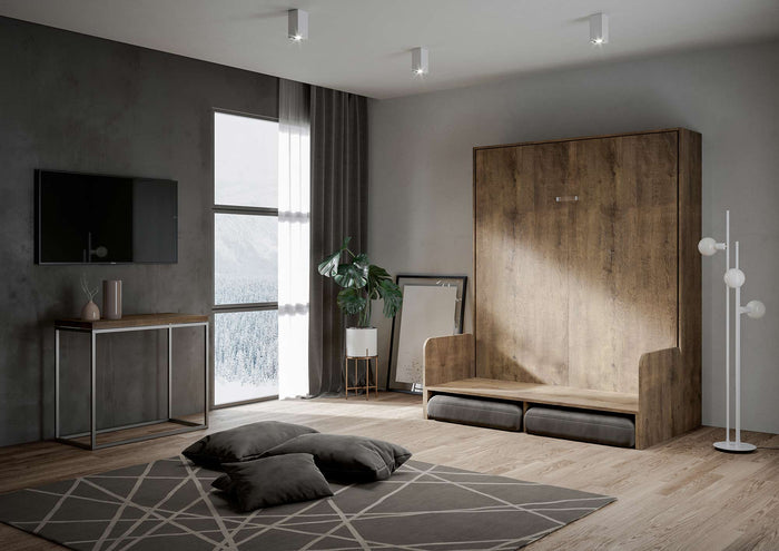 Letto Matrimoniale a Scomparsa Salvaspazio con Sofà Kentaro H210 cm Marrone