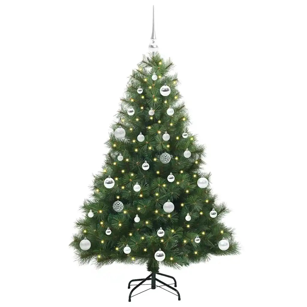 Albero di Natale Artificiale-Albero Natalizio con 150 LED Verde 150 cm PE e PVC 635933