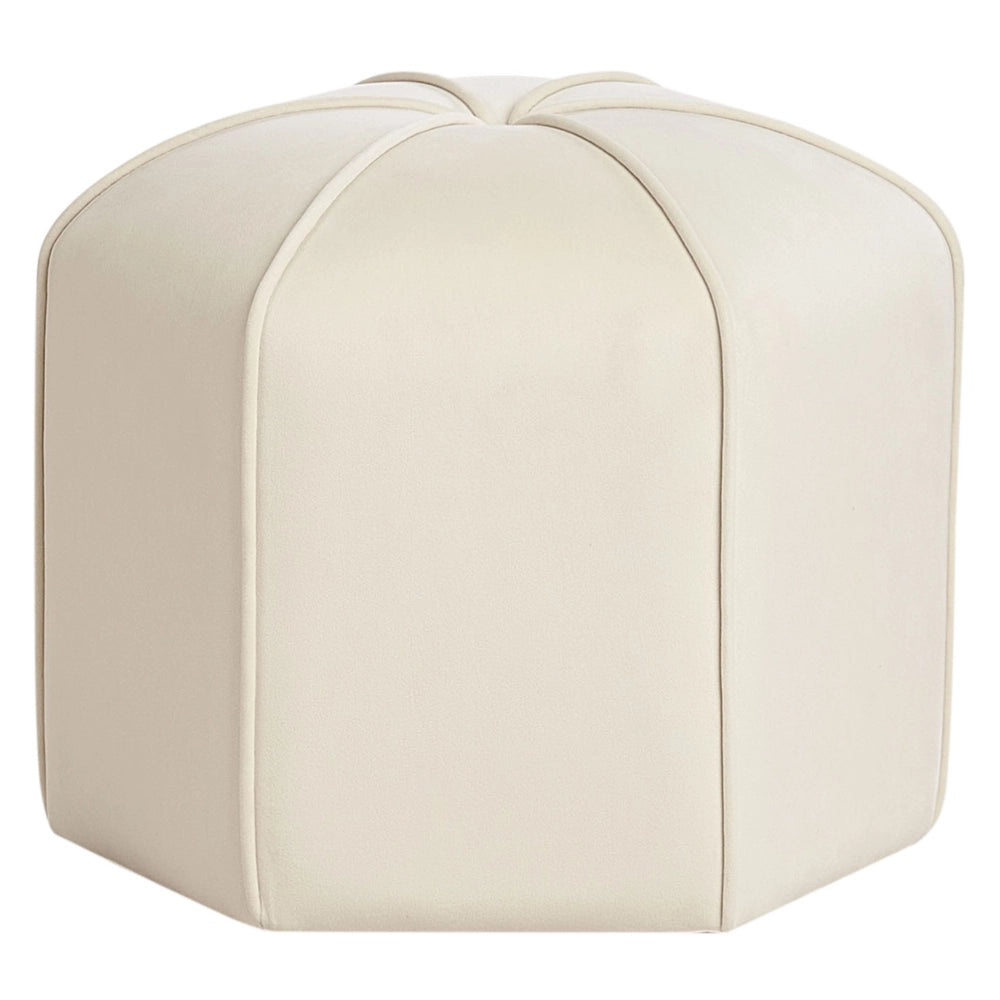 Pouf poggiapiedi moderno rotondo in velluto beige soggiorno camera da letto