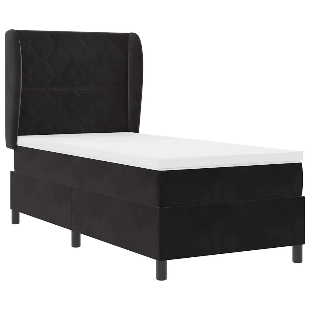 Letto a molle con materasso Nero 200 x 90 cm Velluto 3340966