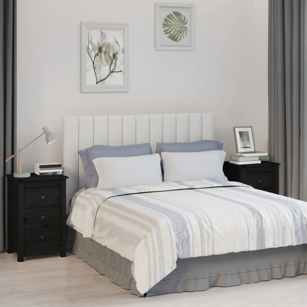 Comodini 2 pz-Set di 2 Tavolino da notte Nera 40x35x61,5 cm in Legno Massello di Pino 318817