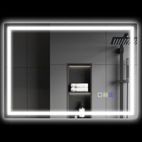 Specchio Bagno da Parete LED Antiappannamento 50x70 cm Speaker Bluetooth e Pulsanti Touch in Vetro Temperato