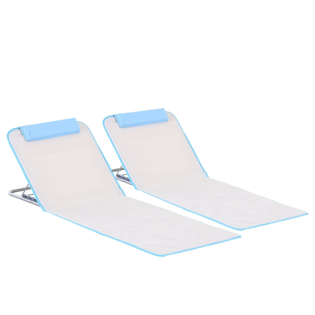 Set 2 Lettini Prendisole Pieghevoli 48x134x36-45 cm con Schienale Regolabile e Borsa Beige