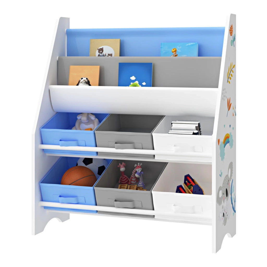 Scaffale portaoggetti per bambini Ponteceso con 6 scomparti aperti bianco/grigio/blu 03_0006990