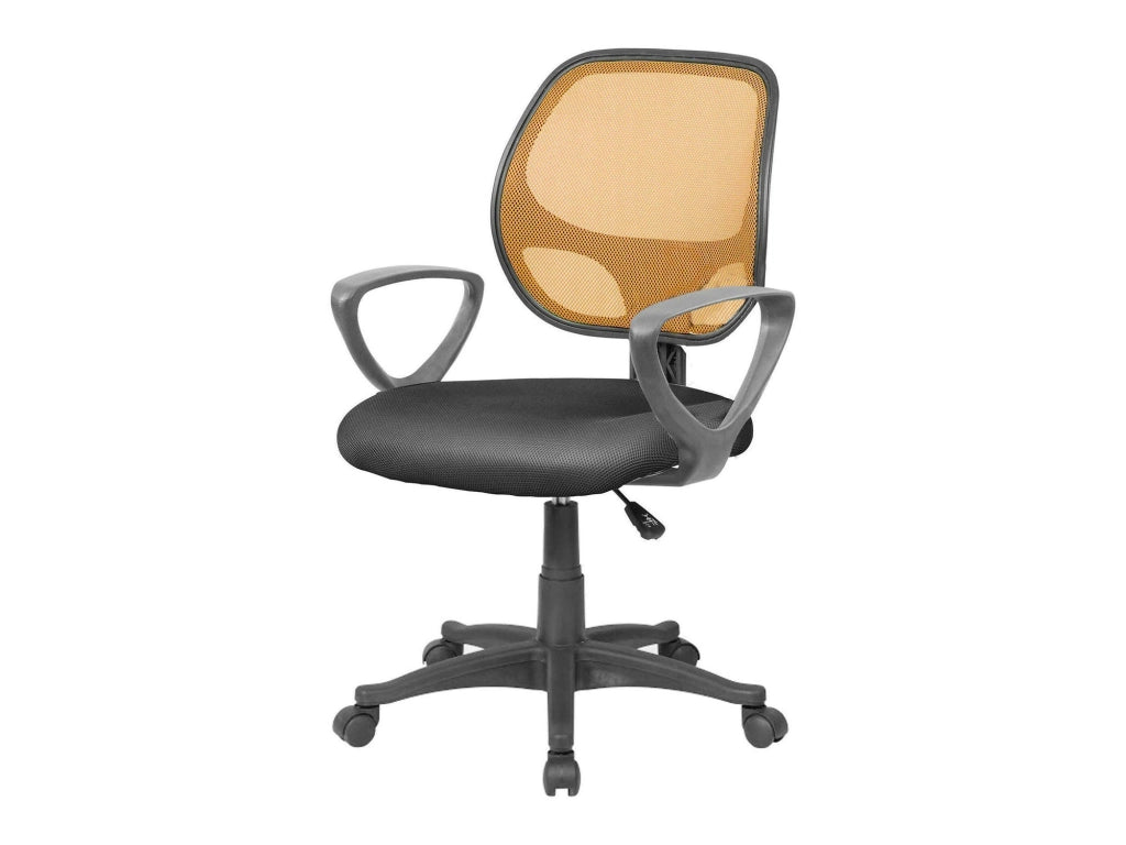 Sedia da ufficio Filiberta, Poltrona operativa a rete con braccioli, Seduta ergonomica da ufficio, 56x57h88/100 cm, Nero e Arancione