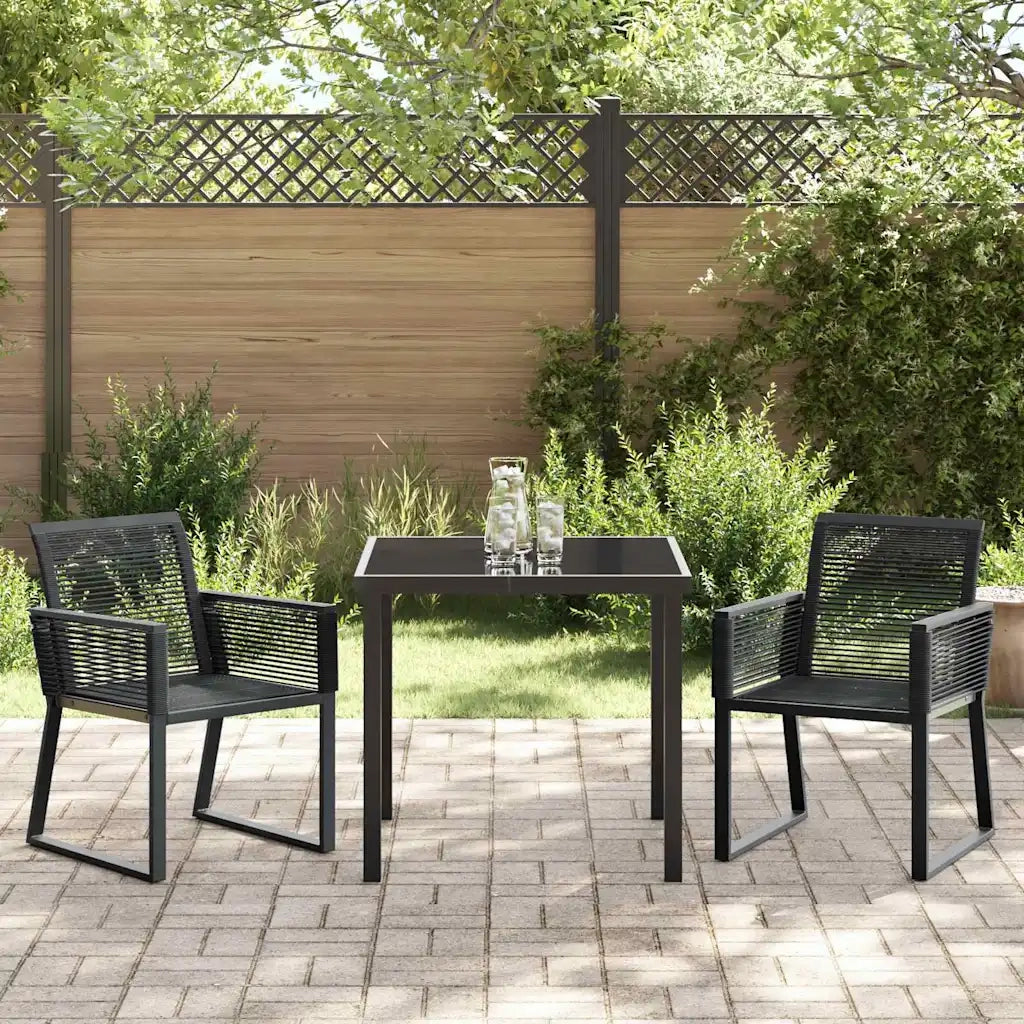 Set da Pranzo per Giardino 3 pcs Nero