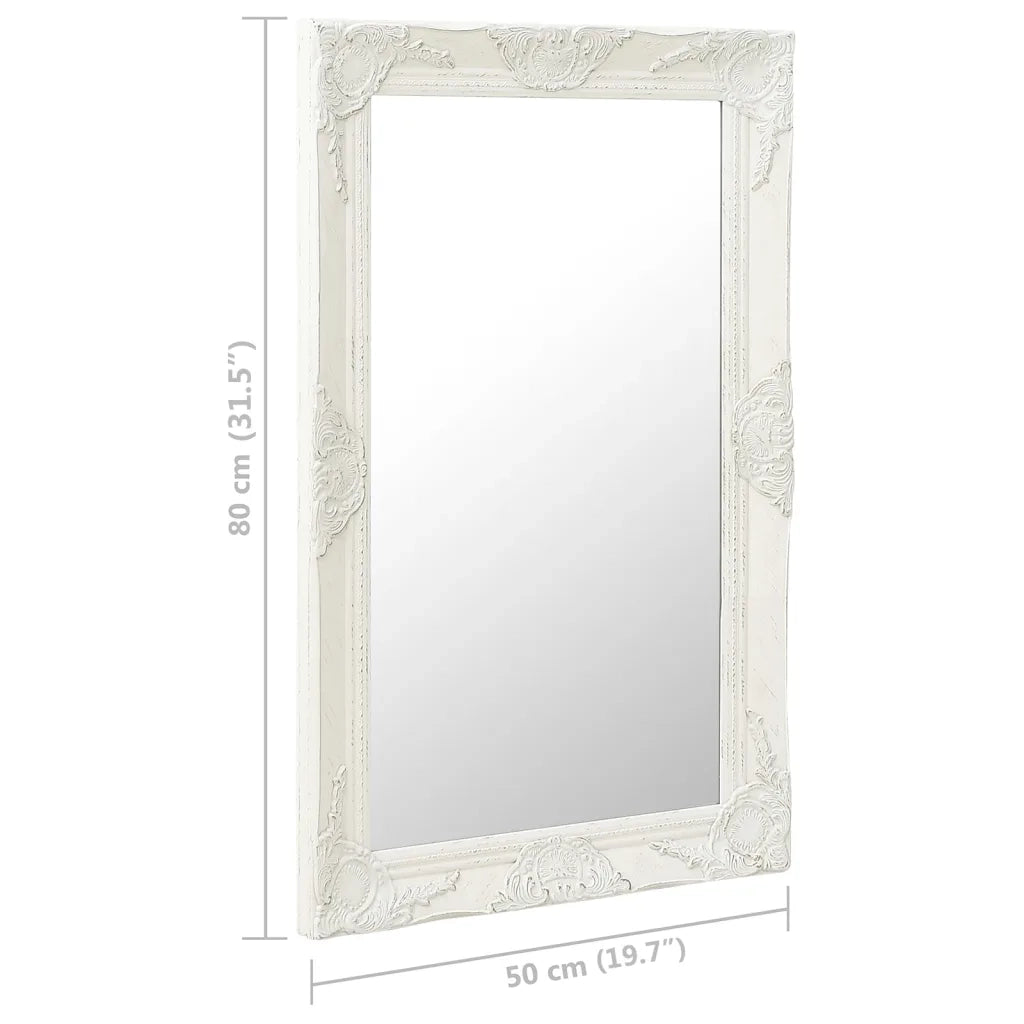 Specchio da Parete | Specchio decorativo Stile Barocco 50x80 cm Bianco