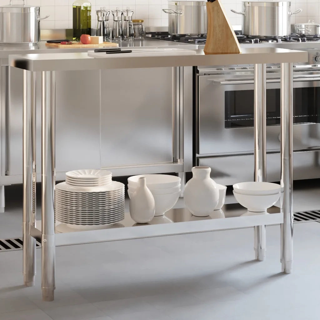 Tavolo da Lavoro da Cucina 110x30x85 cm in Acciaio Inossidabile 376452