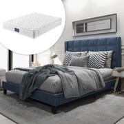 letto imbottito lino blu 140x200 cm