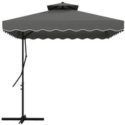 Parasole a sbalzo 243x243cm con protezione UV doppio tetto base trasversale quattro montanti stabile per balcone colore grigio scuro