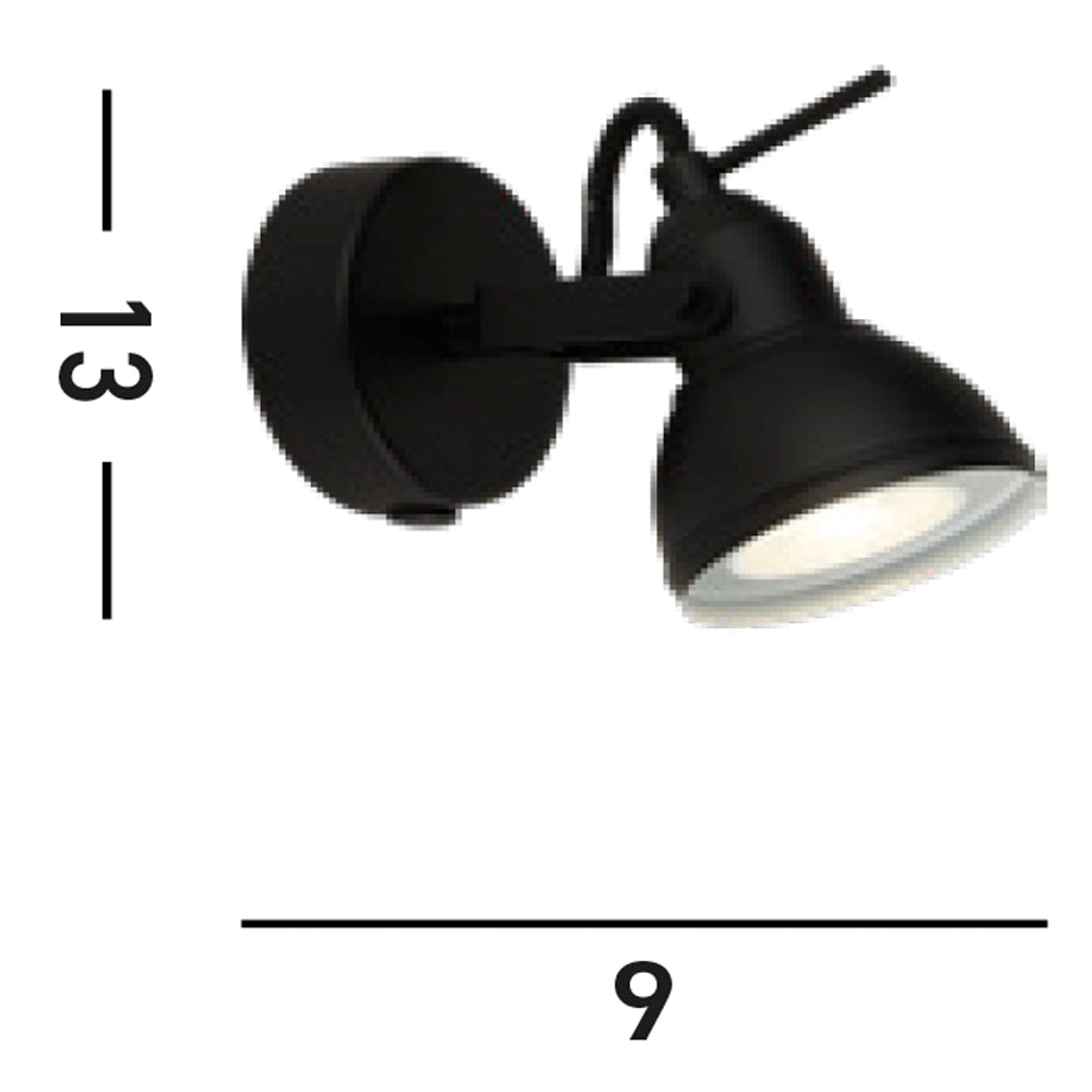 Applique Contemporanea Focus Spotlight Acciaio Bianco Nero 1 Luce Gu10