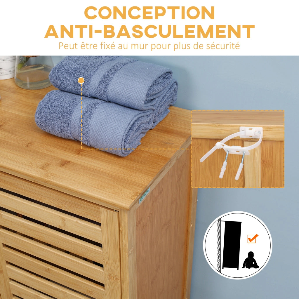 Mobile bagno in bamb¨´ con ante a doghe ¨C Xylo ¨C 68x32x86 cm naturale