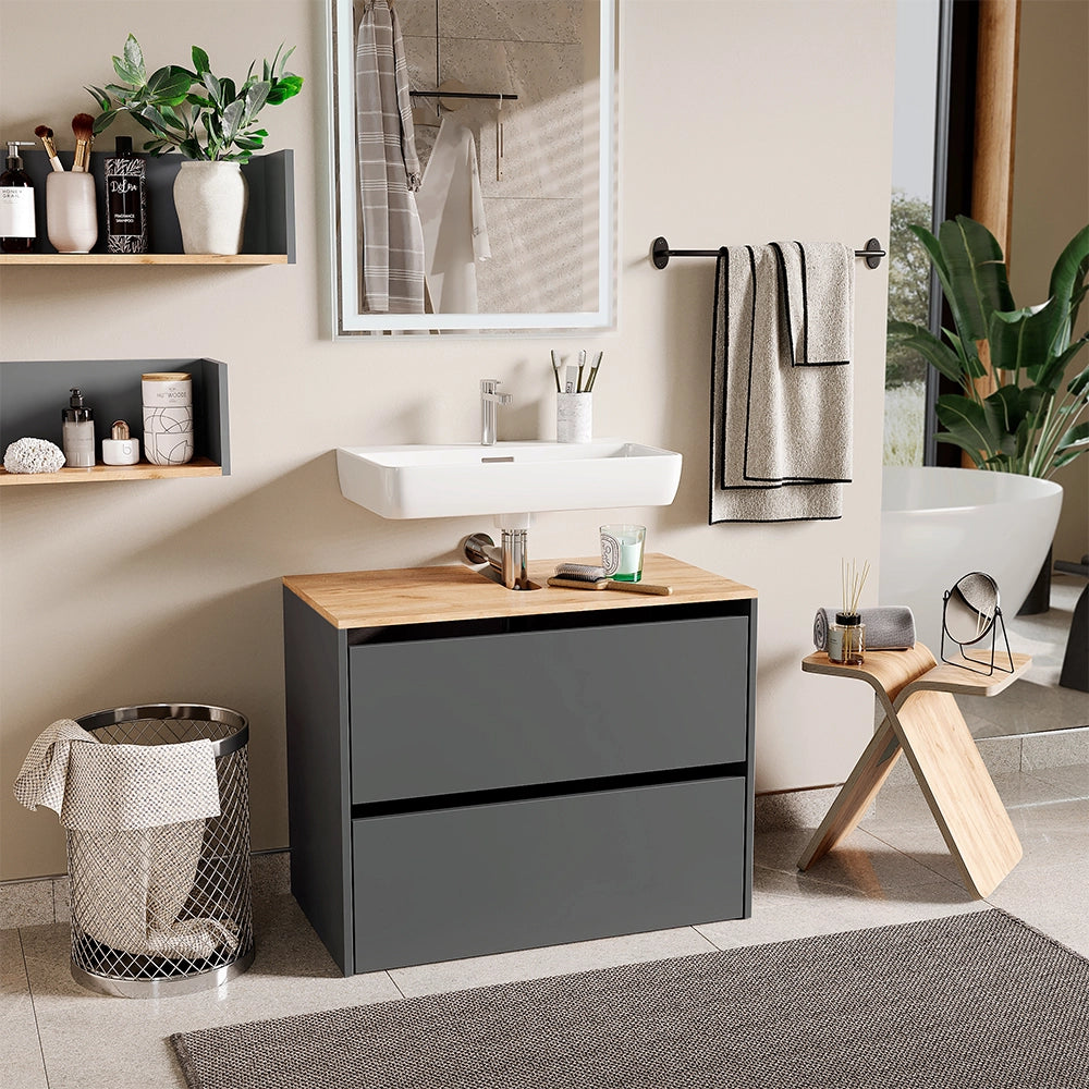 Vicco Mobile sottolavabo per bagno Antracite/quercia dorata 80.2 x 65 cm
