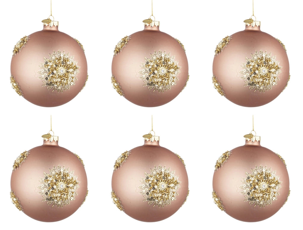 Palline di Natale in Vetro Oro Rosa Addobbi Decorazioni Albero Fairy Bizzotto Diametro: 80 mm
