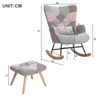 Sedia a dondolo con poggiapiedi e cuscino lombare, design ergonomico, Colorato