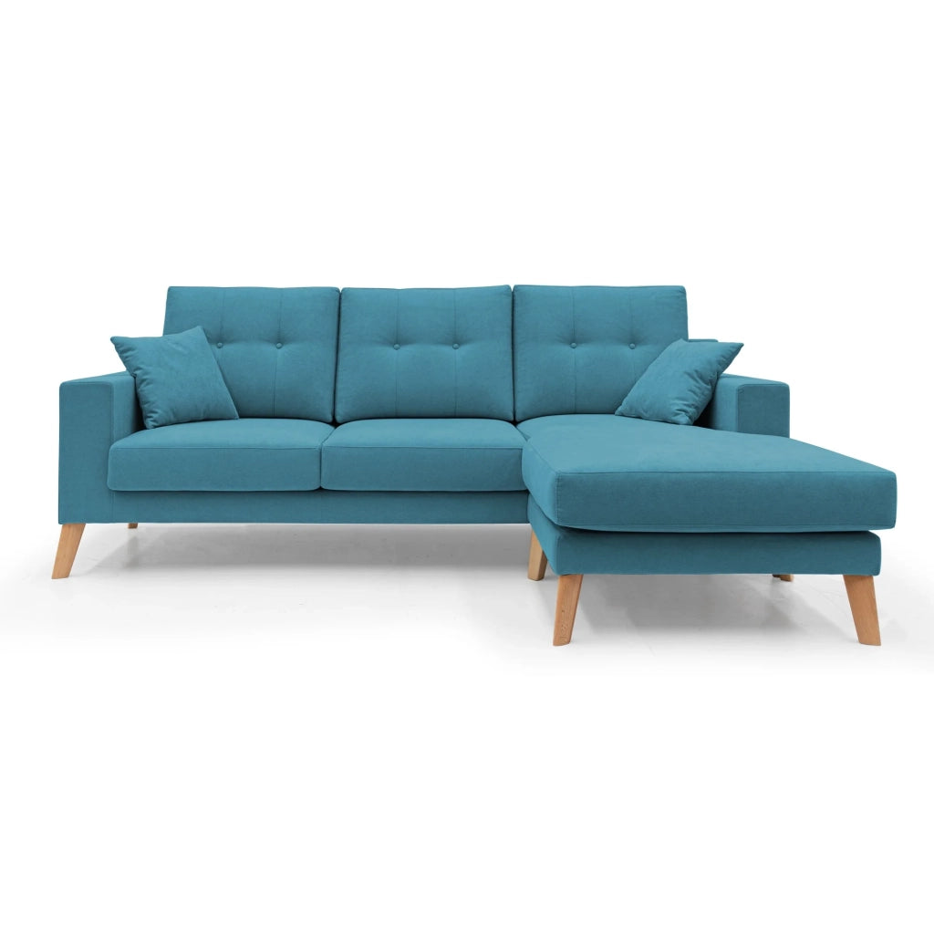 Danish Divano angolare REVERSIBILE in tessuto morbido impermeabile T02 237 cm azzurro