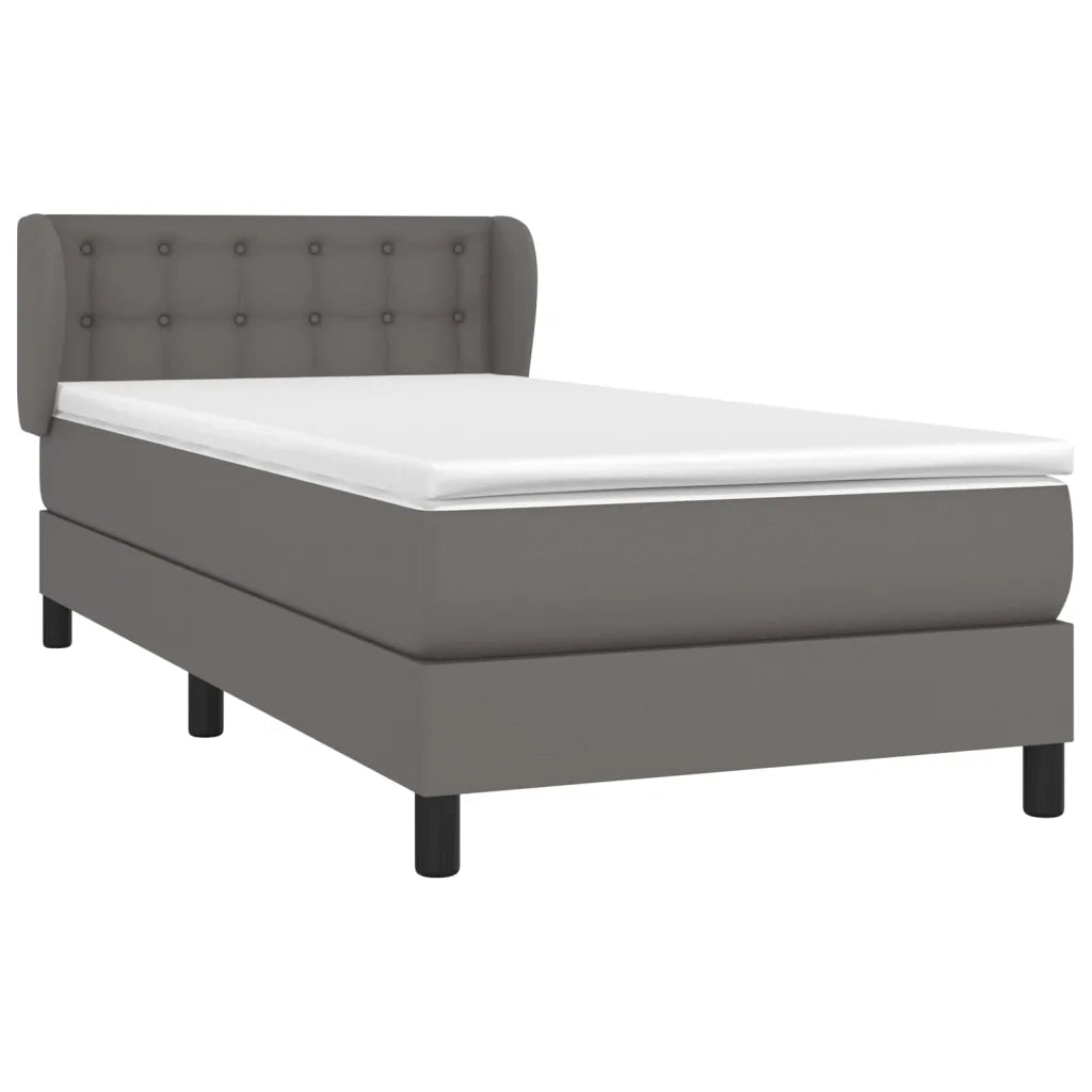 Giroletto a Molle con Materasso-Struttura Letto Grgio 90x200 cm in Similpelle 780802