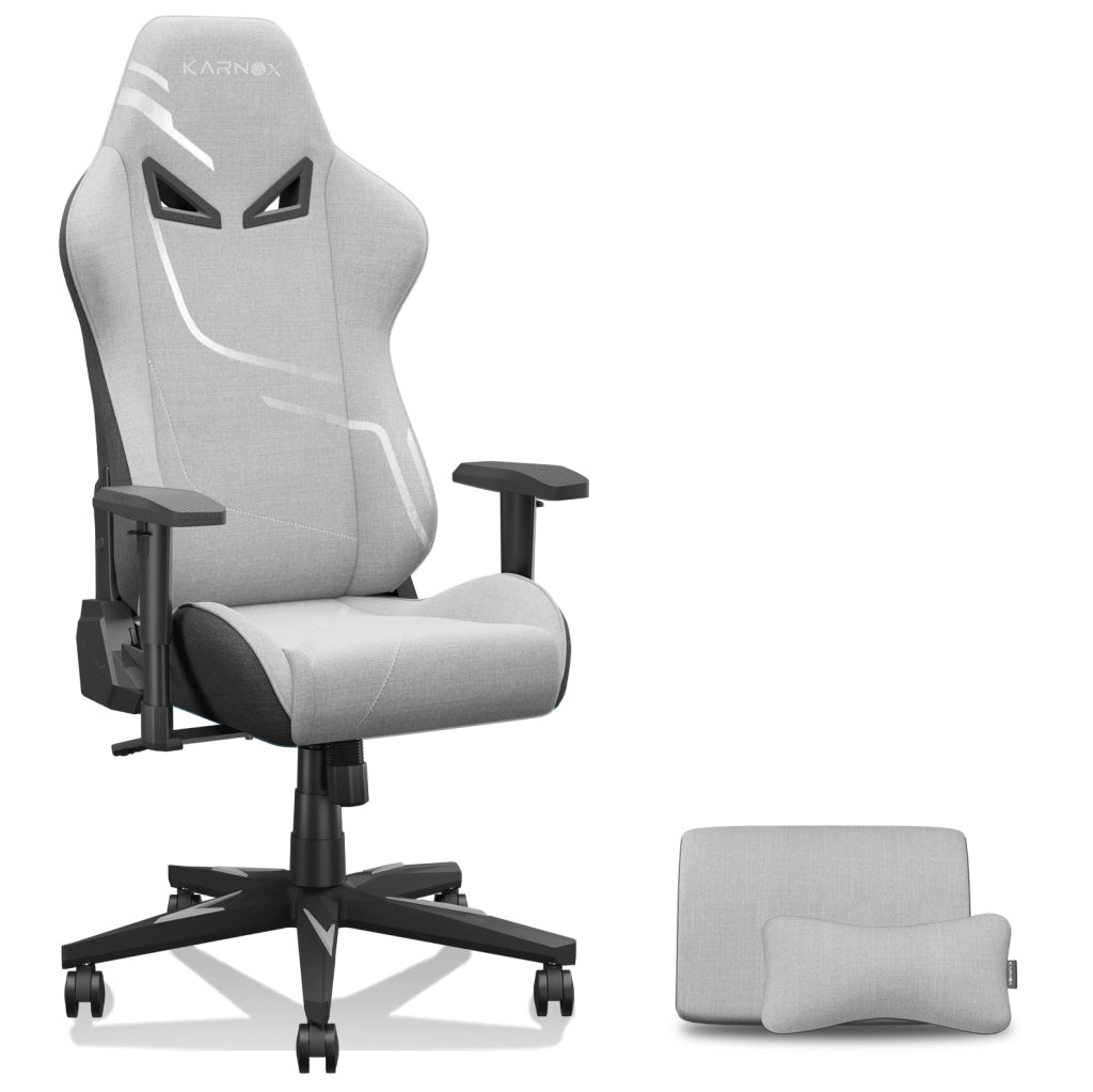 Sedia gaming ergonomica in tessuto grigio chiaro
