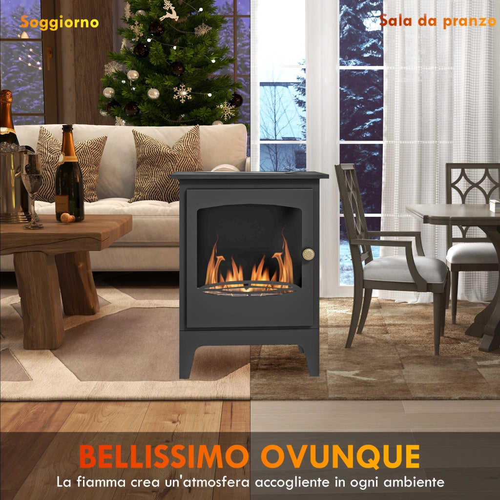 Camino a Bioetanolo in Acciaio Inox ¨C zephmum ¨C Nero, 36x26x54cm
