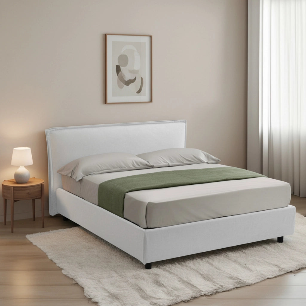 Broni, Letto Alla Francese Materasso Incluso Made in Italy, Bianco