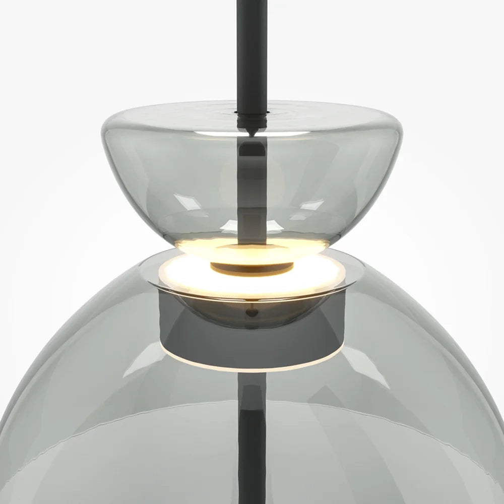 Maytoni Lampadario moderno Bangkok 1 luce LED integrato nero metallo vetro