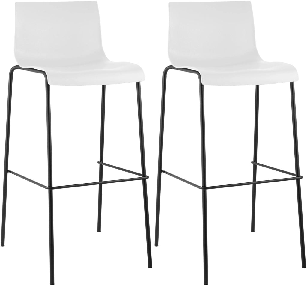 Set di 2 sgabelli da bar Hoover con struttura a 4 piedi in plastica nera 6