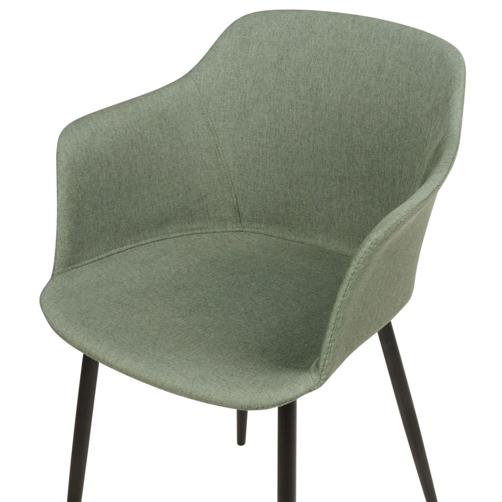 Set di 2 sedie da pranzo in tessuto verde scuro imbottito con gambe nere Stile retrò Mobili per il soggiorno