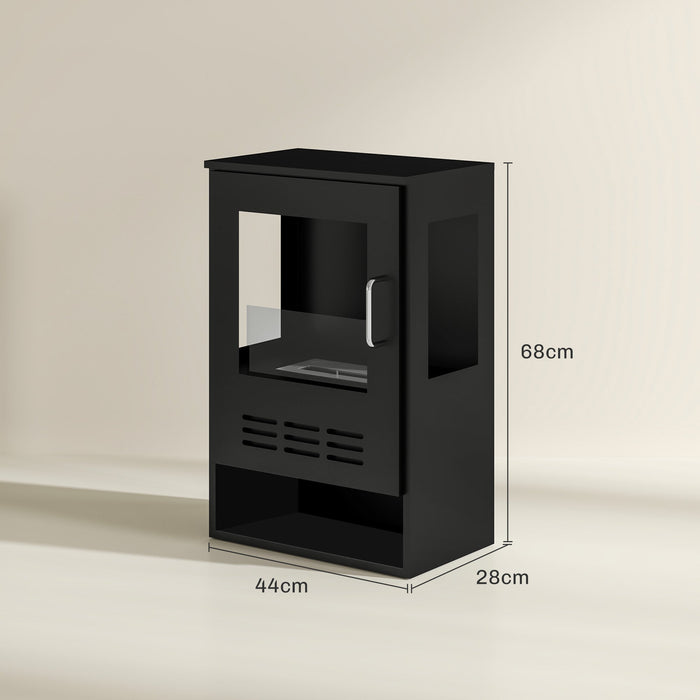 Camino a Bioetanolo da Pavimento Autoportante con Bruciatore da 0,9L 44x28x68 cm Nero