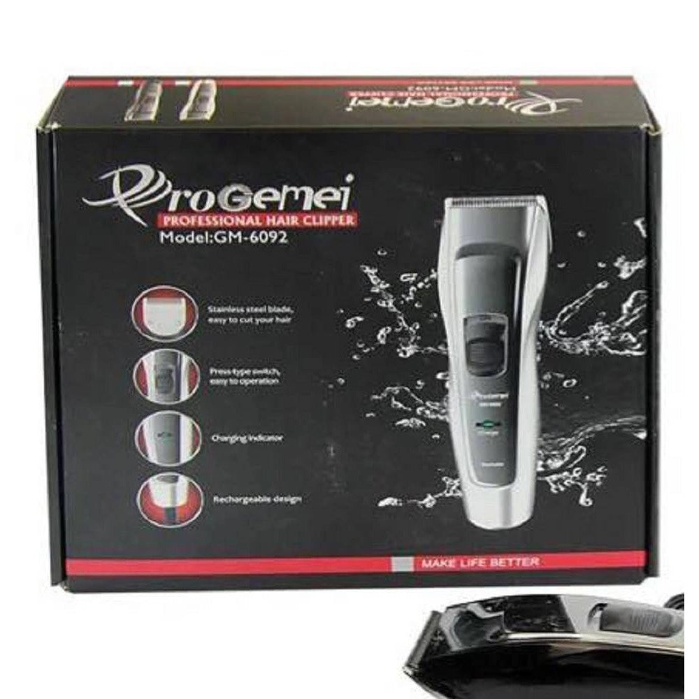 Trade Shop - Tagliacapelli A Batteria Gm-6092 Rasoio Professionale Regolabarba Ricaricabile -