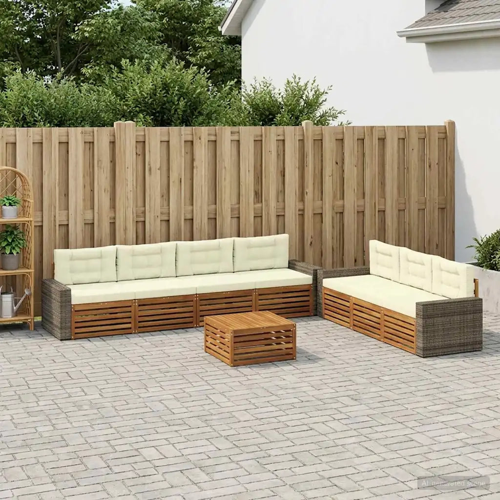Set di divani da esterno 8 pcs Naturale e Crema 79 x 79 x 37 cm 3383128