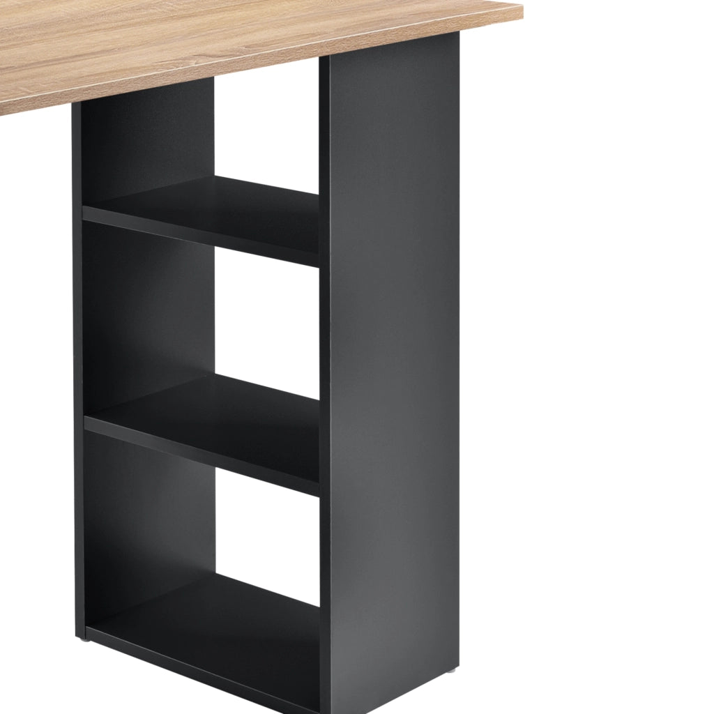 Scrivania Lemberg con Cassetti e Ripiani - Grigio Scuro / Effetto Legno [en.casa]