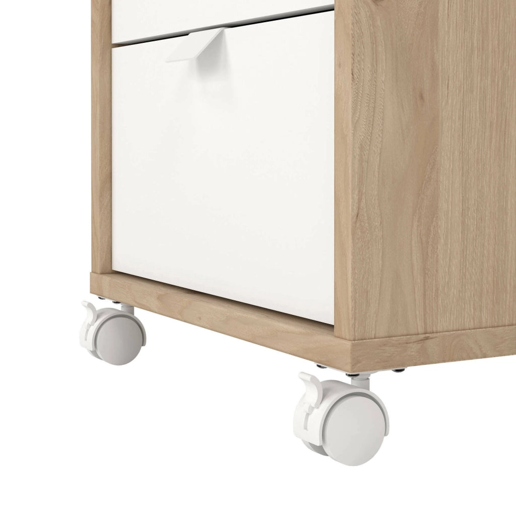 Cassettiera Agazzino, Settimino multiuso, Comò camera da letto, Mobile con cassetti, 48x41 h61 cm, Rovere e Bianco